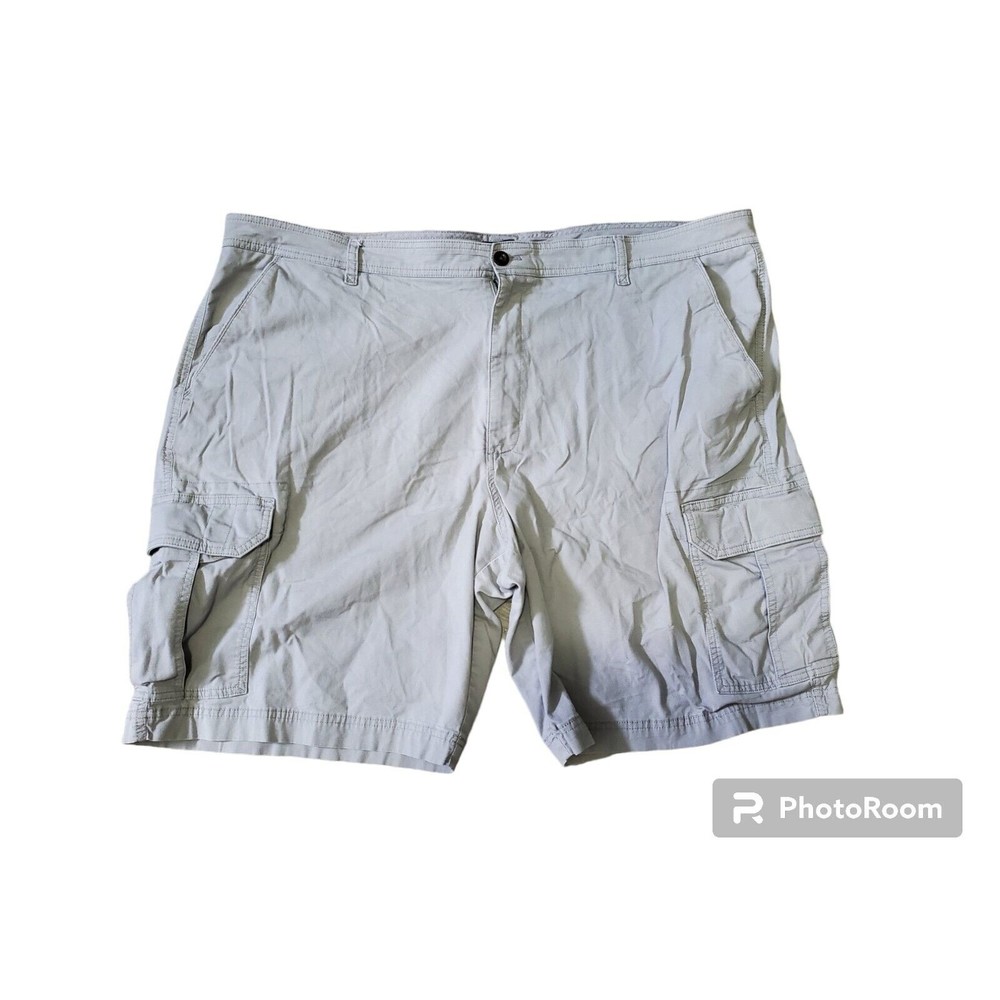 Pre-owned Big And Tall Mens Chaps Gray Shorts Size 46 Cargo Pockets Hook & Loop